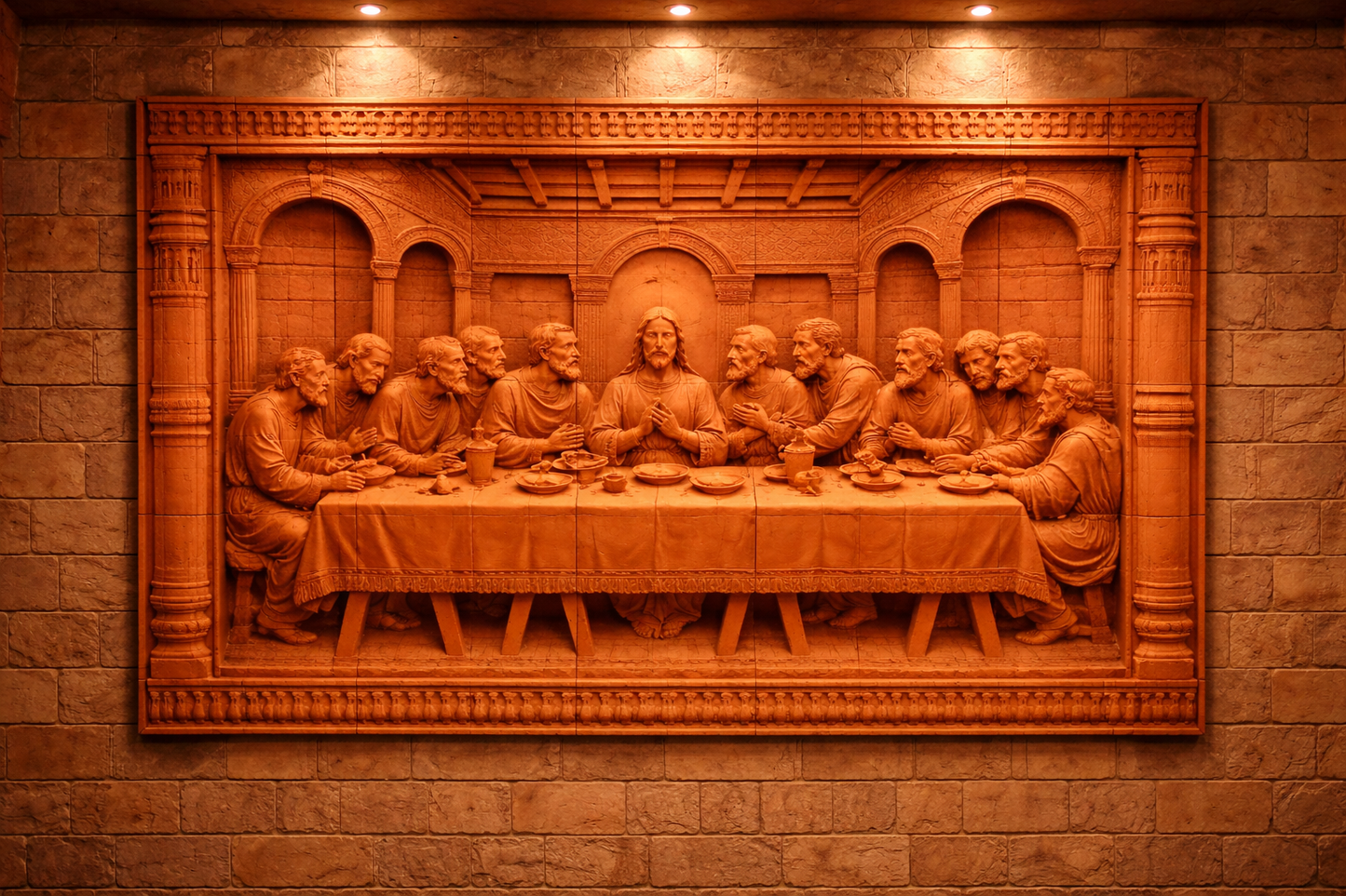Divine Last Supper Terracotta Tile Mural